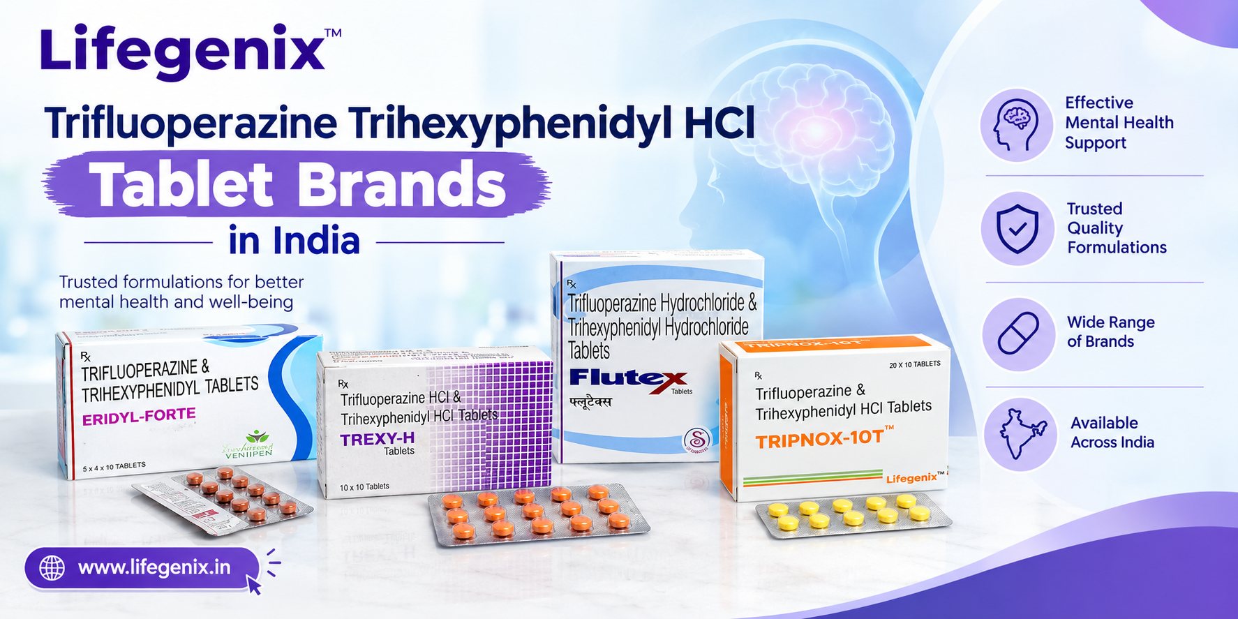 Trifluoperazine Trihexyphenidyl HCl Tablet Brands in India